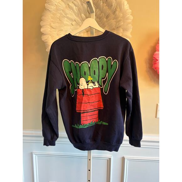 PEANUTS EMBROIDERED SNOOPY AND GANG SCREENPRINT SWEATSHIRT SIZE SAND - Picture 2 of 3